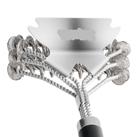  Grill Brush and Scraper, BBQ Brush for Outdoor Grills, Stainless Steel Woven Wire, Bristle Free Barbecue Brushes for Porcelain, Charcoal, Grate Cleaner Grill Accessories, 17 in