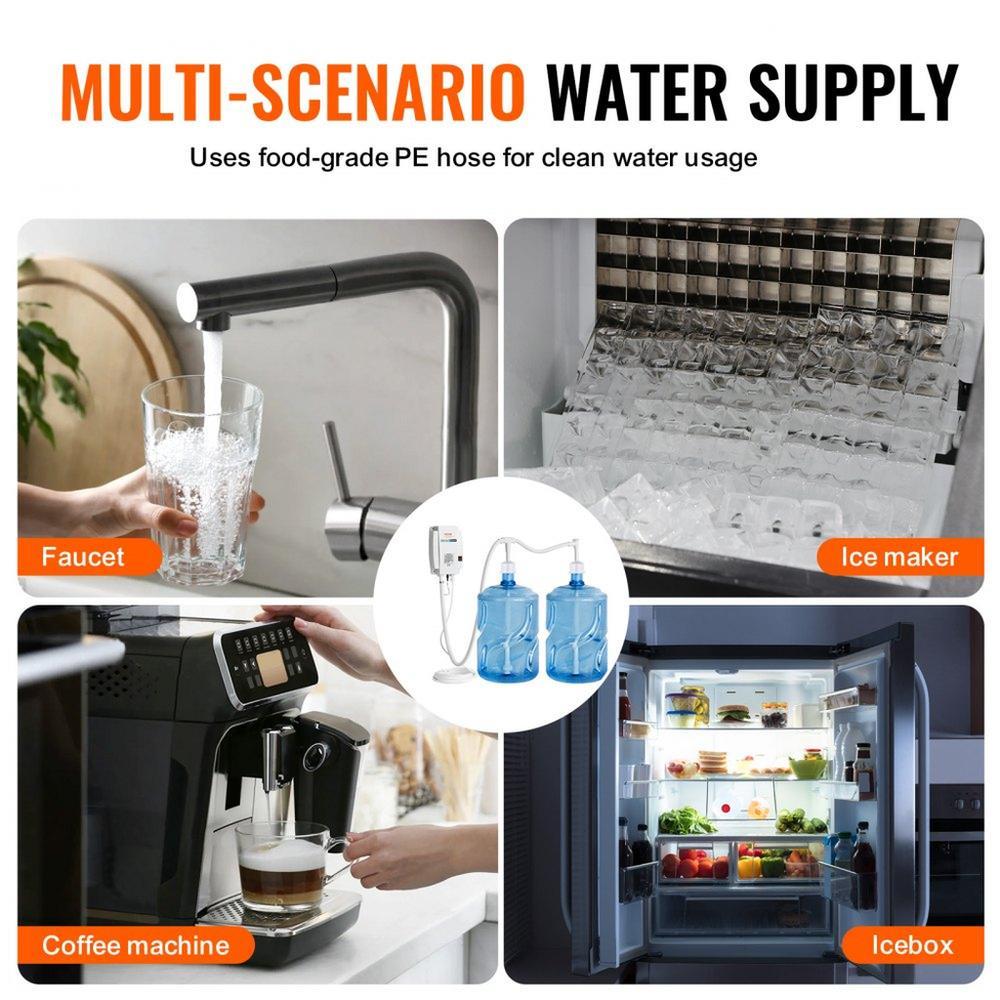 Bottled Water Dispenser Pump System, 2x5 Gallon Dispensing System, Automatic Electric Water Dispenser, Double-Pipe Water Jug Pump, Compatible Use with Coffee/Tea Machine, Refrigerator, Ice Maker