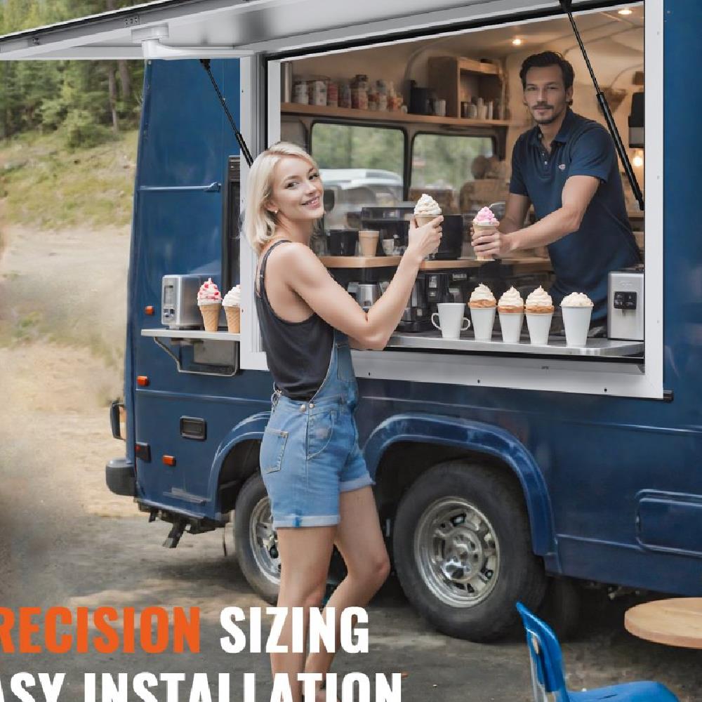 Concession Window 60"x36", Aluminum Alloy Food Truck Service Window with Awning Door & Drag Hook, Up to 85 Degrees Stand Serving Window for Food Trucks Concession Trailers, Glass Not Included