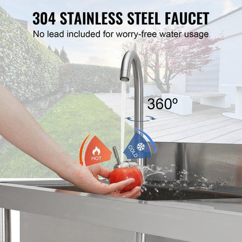 Stainless Steel Utility Sink 1 Compartment Free Standing Small Sink with Workbench Faucet and Legs 394 x 191 x 374 in Commercial Single Bowl for Garage Restaurant Laundry