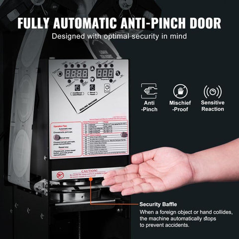 Fully Automatic Cup Sealing Machine, 500-650 Cups/H, Cup Sealer Machine for 180 mm Tall & 90/95 mm Cup, Electric Tea Sealer with Digital Control LCD Panel for Bubble Milk Tea Coffee, Black