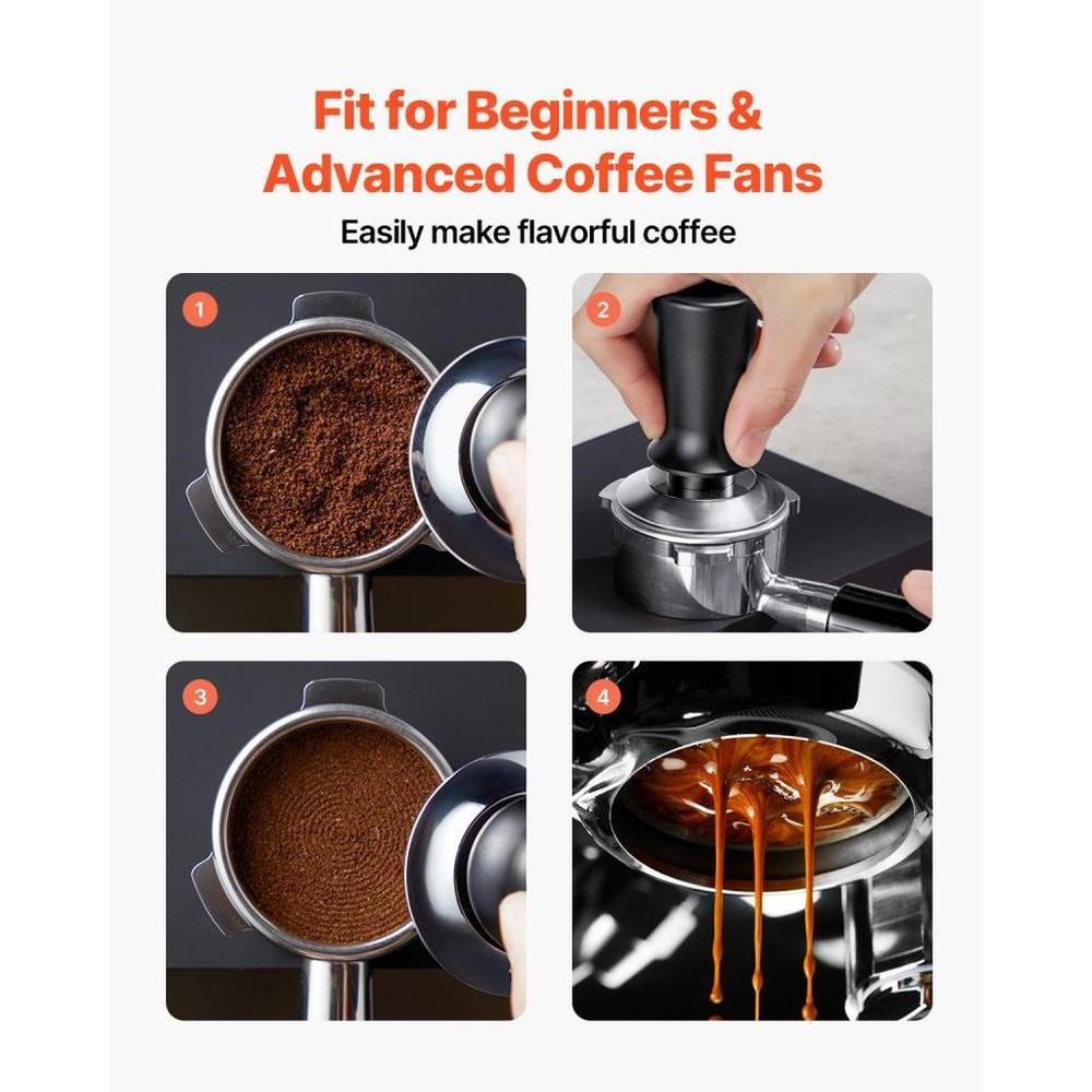 Espresso Tamper 58mm, Spring Loaded Coffee Tamper, 30 lbs Tamper Tool Espresso, Stainless Tamper with Non-Slip Grip