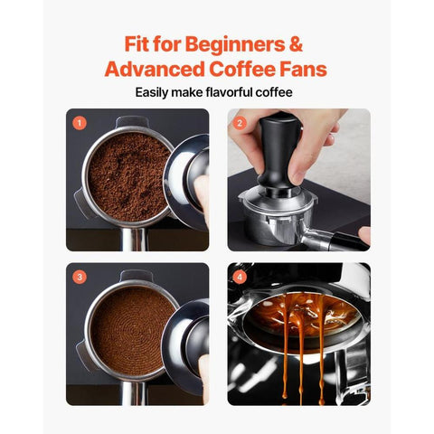 Espresso Tamper 58mm, Spring Loaded Coffee Tamper, 30 lbs Tamper Tool Espresso, Stainless Tamper with Non-Slip Grip