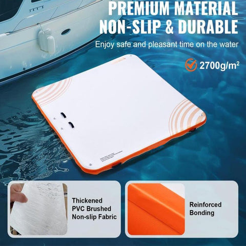 Inflatable Floating Dock, 10 x 10FT Inflatable Dock Platform, Non-Slip Water Floating Dock Mat with Portable Carrying Bag & Detachable Ladder, Floating Platform Island Raft for Pool Beach Ocean