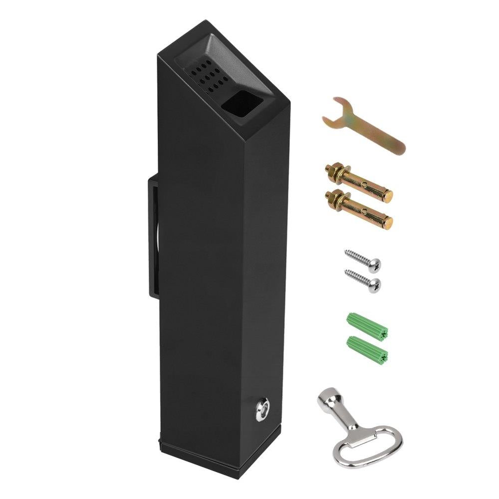 Wall Mounted Cigarette Ashtray Outdoor Cylinder Butt Receptacle Commercial Smokers Outpost Container for Patio Office Bar Black