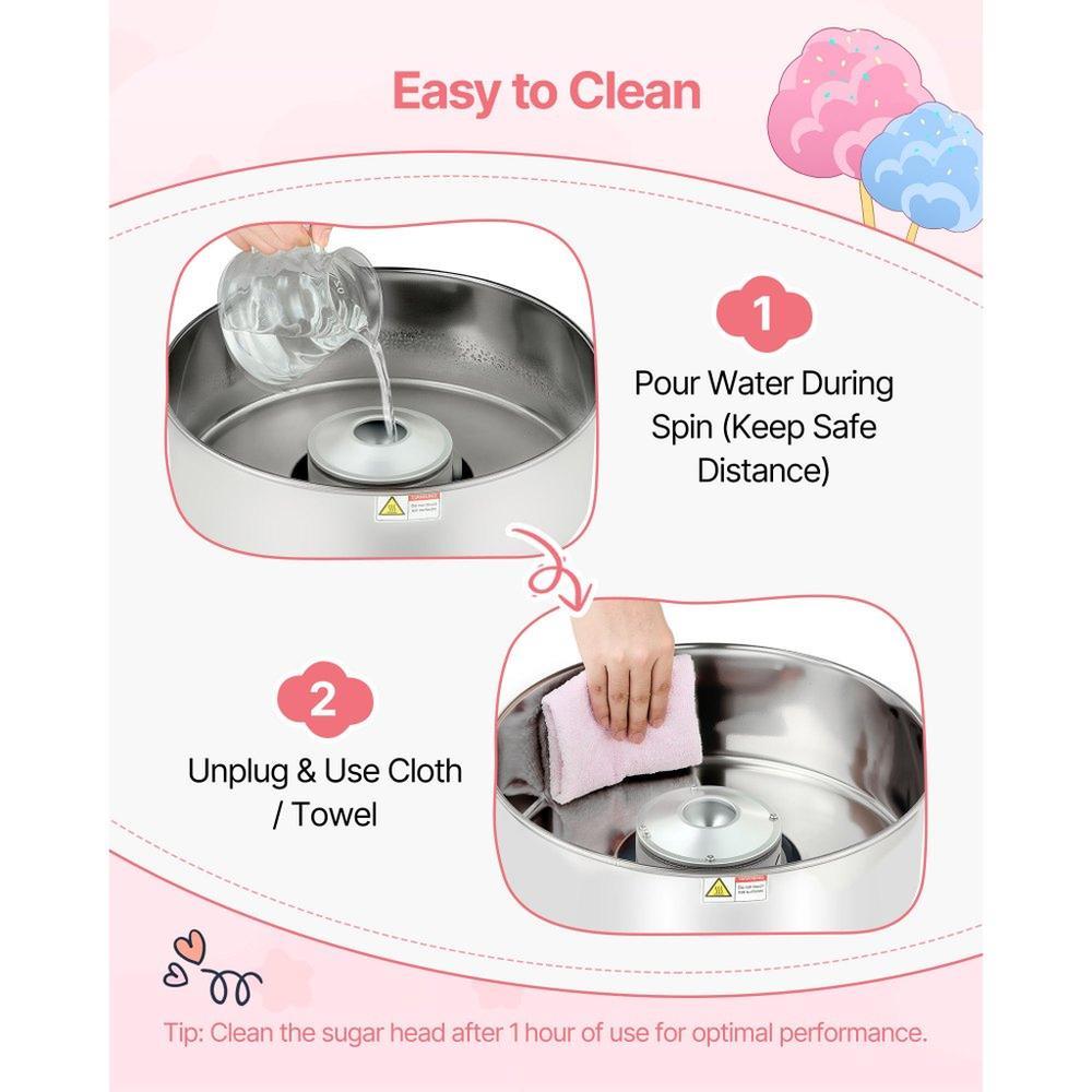 Cotton Candy Machine Commercial, 1000W Electric Candy Floss Maker, Easy Use with 15 inch Stainless Steel Bowl and Sugar Scoop, Makes Hard Candy for Home Kids Birthday, Family Party, Blue