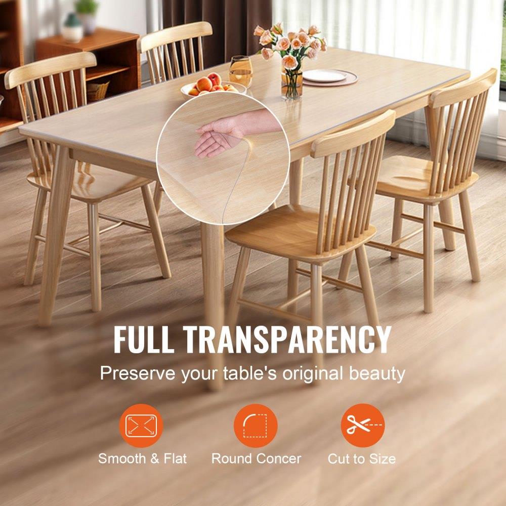 Clear Table Cover Protector 36 x 72 in PVC Plastic Tablecloth 15 mm Thick Waterproof Desk Protector for Dining Coffee Table Writing Desk