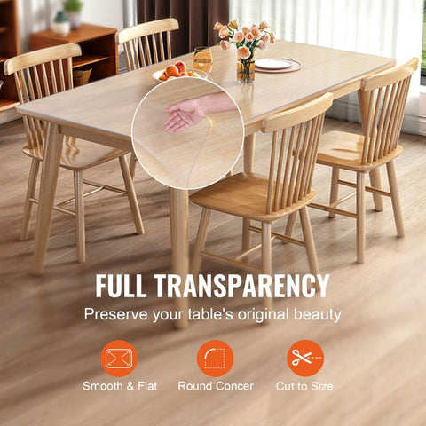 Clear Table Cover Protector 36 x 72 in PVC Plastic Tablecloth 15 mm Thick Waterproof Desk Protector for Dining Coffee Table Writing Desk