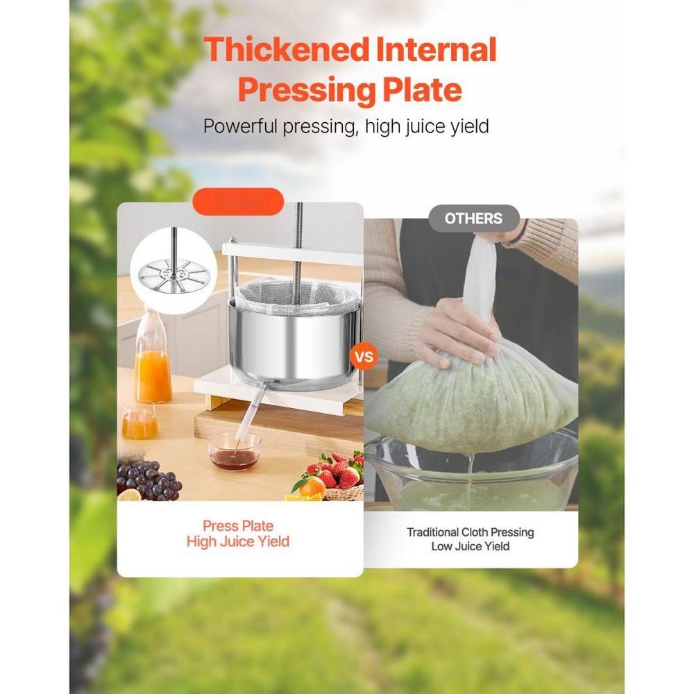 Fruit Wine Press Manual Press for Wine Making 3.17 Gal/12L Stainless Steel