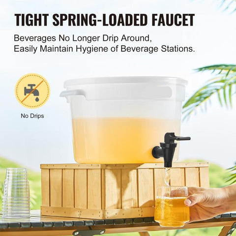Beverage Dispenser, 3 Gallon Drink Dispensers for Parties, Plastic Juice Dispenser with Spigot and Lid, Iced Tea Lemonade Juice Water Dispenser, for Restaurants, Hotels, Parties, 2 Pack