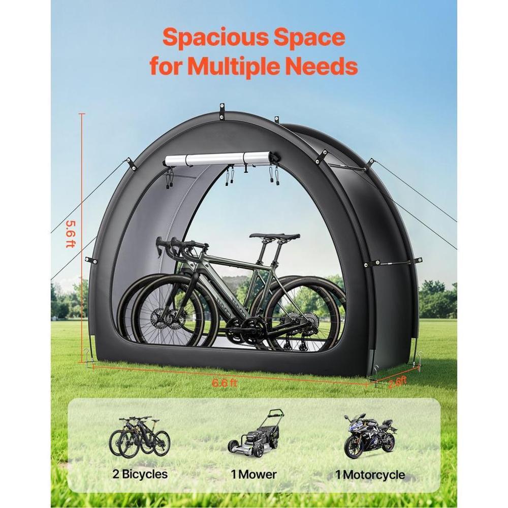 Bike Storage Tent, 1 to 2 Bikes, Outdoor Spacious Bike Storage Tent with Ventilated Window, Waterproof Fan-Shaped Bike Tent with High Strength Fiberglass & Dual Zippers, Fit for Bicycle