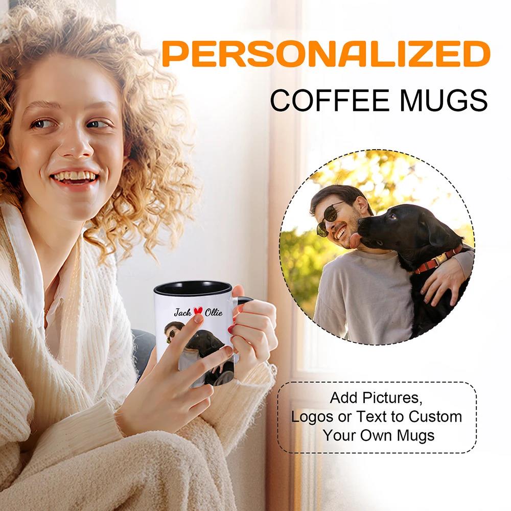 Personalized photo cup with customized text for pets, couples, home, 330ML 11oz DIY creative gift