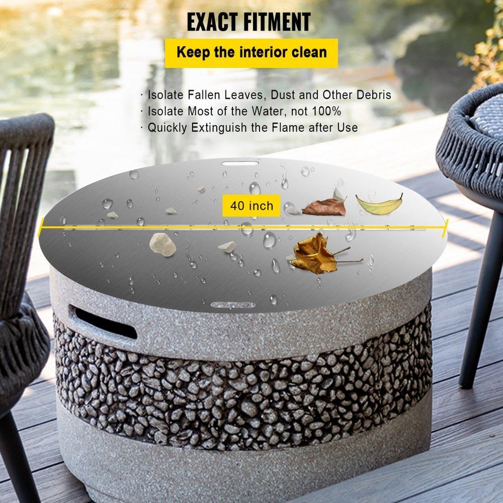 40 Inch Round Fire Pit Lid Foldable Snuff Cover 430 Stainless Steel Spark Screen 3mm Thickness