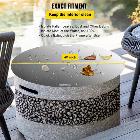 40 Inch Round Fire Pit Lid Foldable Snuff Cover 430 Stainless Steel Spark Screen 3mm Thickness