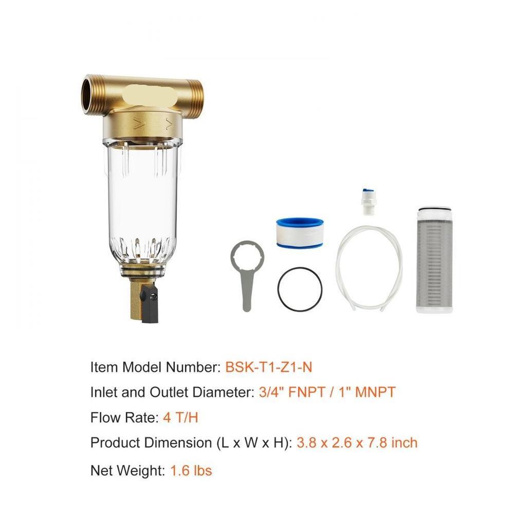 Spin Down Filter, 40 Micron Whole House Sediment Filter for Well Water, 3/4" FNPT + 1" MNPT, 4 T/H High Flow Rate, for Whole House Water Filtration Systems, Well Water Sediment Filter