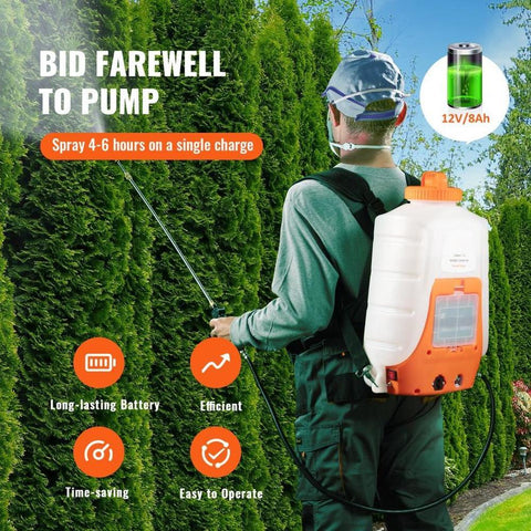 Battery Powered Backpack Sprayer 4 Gal Tank 0-90 PSI Adjustable Pressure