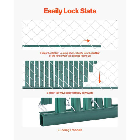 Bottom Locking Privacy Slats, Double-Wall Vertical Bottom-Locking Slats with Wings for Chain-Link Fence, High-Density HDPE Chain Link Slats Ideally Fit 4' High Fence for Garden and Farm(Green)