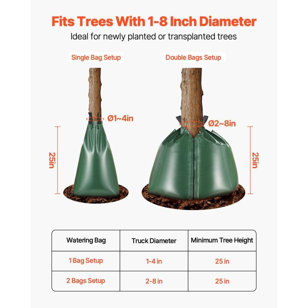 Tree Watering Bag Slow Release 3 Pack 20 Gallon Refillable Drip Irrigation Bags with Zipper Durable Tree Watering System for Deep Root Targeting