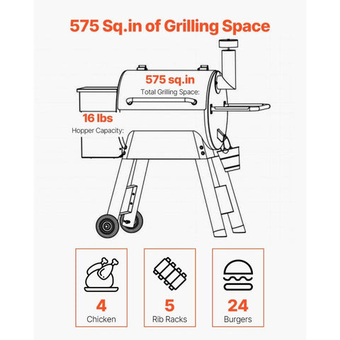 Wood Pellet Grill Smoker, 8 in 1 BBQ Grills for Outdoor Cooking, 575 Square Inches Cook Area Electric Smokers, with WiFi-app Control, LCD Screen Controller, Meat Probe, 500°F Max Temperature