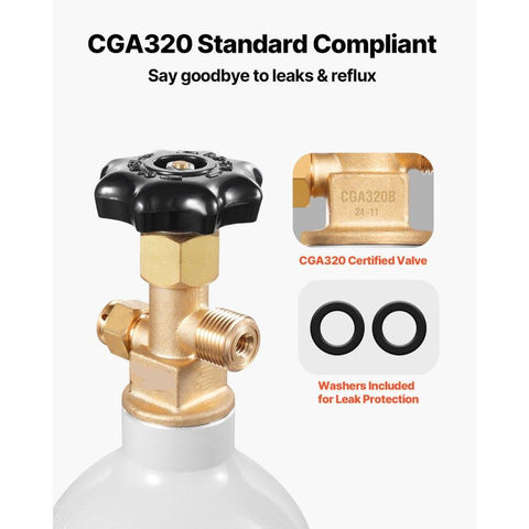 CO2 Tank 25 lbs Aluminum Alloy Cylinder with CGA320 Valve DOT Approved