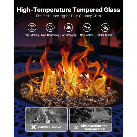 10 LBS Fire Glass 1/2-Inch Fireplace Glass Rocks for Fire Pit Table Copper