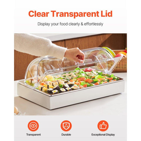 Countertop Food Serving Display Container Condiment Dispenser Tray with Lid