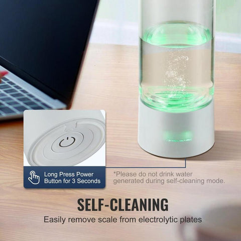 Hydrogen Water Bottle Generator, 380 ml / 13.4 oz Capacity Portable Hydrogen Water Maker, SPE Technology Hydrogen Rich Water Ionizer Machine with Nasal Inhalation Tube and Self-Cleaning