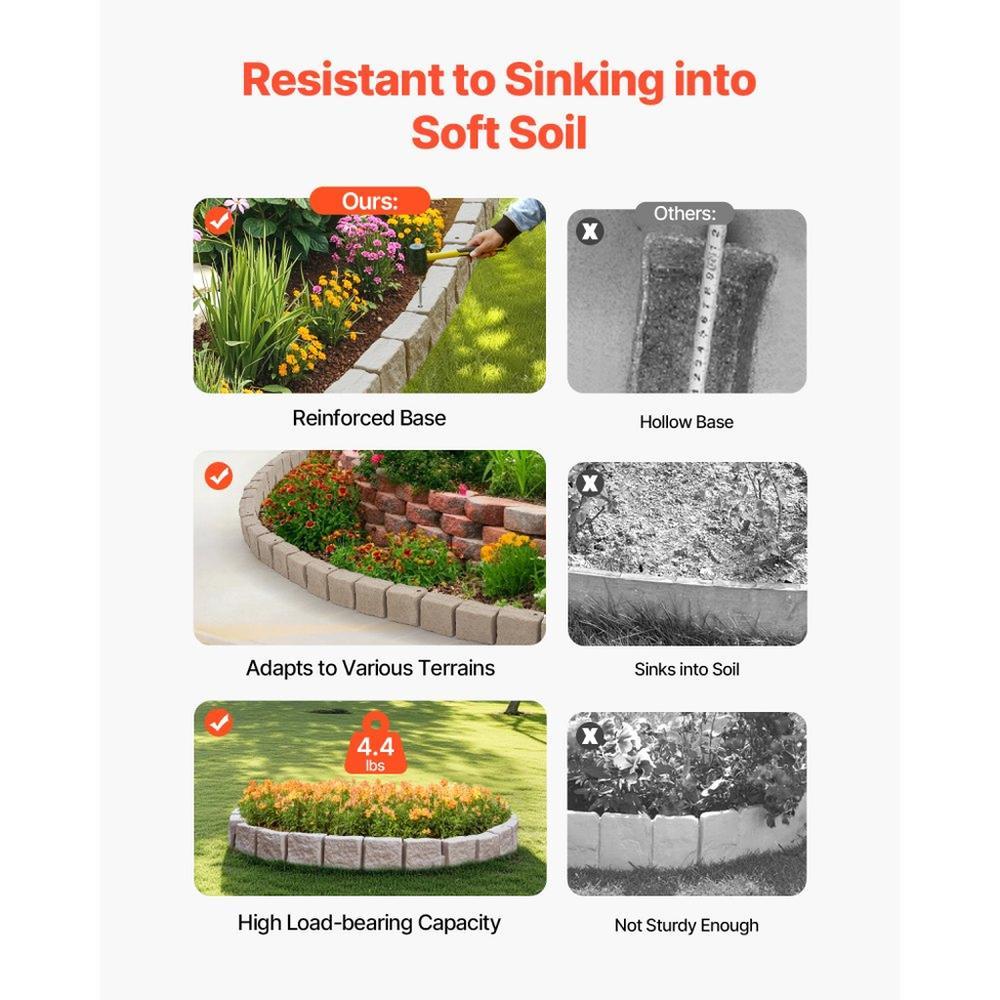Fake Stone Landscape Edging 46.8x3.9 in Lawn Edging Border Fade-Resistant No Dig