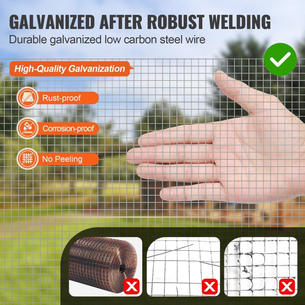 Hardware Cloth, 1/4 inch 48in x 50 ft 23 Gauge, Hot Dipped Galvanized Wire Mesh Roll, Chicken Wire Fencing, Wire Mesh for Rabbit Cages, Garden, Small Rodents