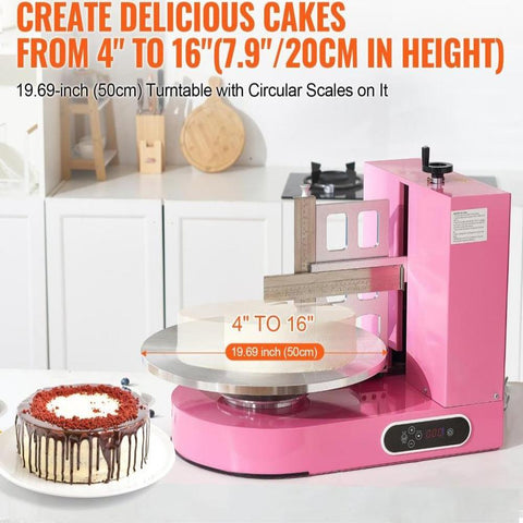 Cake Decorating Machine Cake Frosting Spreading for 4" to 16" Cake Pink