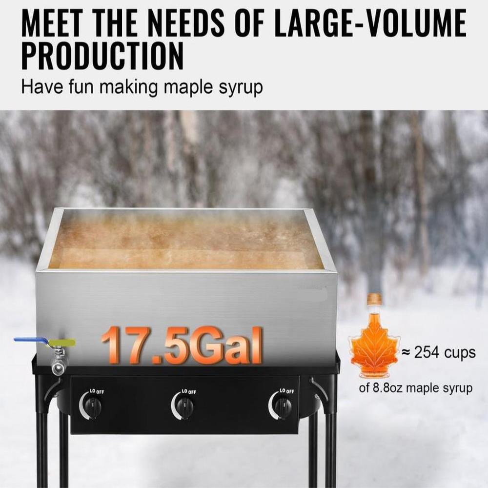 Maple Syrup Evaporator Pan 304 Stainless Steel with Valve for Home Outdoor