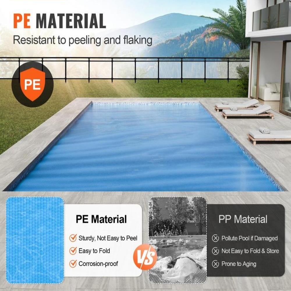 Solar Pool Cover, 32 x 16 ft Rectangle Solar Blanket for Pools, Inground Above Ground Swimming Pool Solar Cover, 16 mil Solar Covers Blue