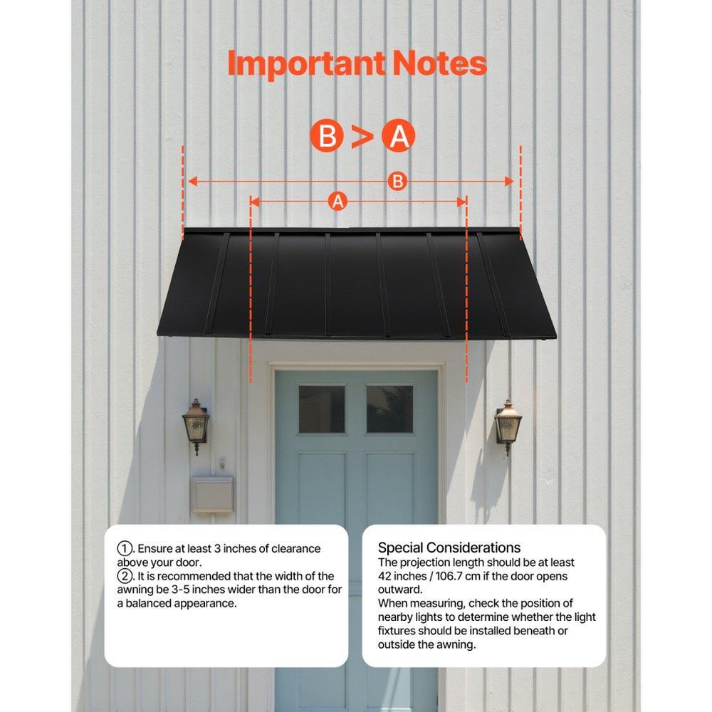 Window Awning Door Canopy 80x36 inch Outdoor Steel Front Door Awning Anti Rust