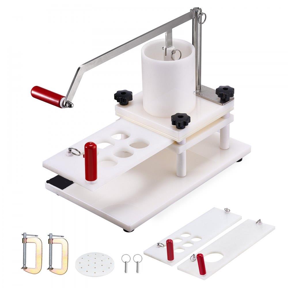 Commercial Burger Patty Maker, 3 Convertible Mold(2/4/5-inch) Manual Beef Patty Maker, 1.5KG Large-Capacity Hopper Hamburger Press Machine, PE Meat Forming Processor with Handle & Patty Paper