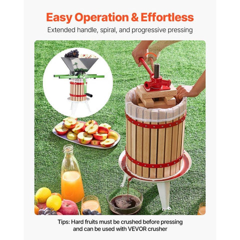 4.75 Gal/18L Fruit Wine Press, Solid Wood Basket with 8 Blocks, Heavy Duty Manual Juice Maker, Cider Apple Grape Tincture Honey Olive Oil Making Press with Handle for Kitchen, Home