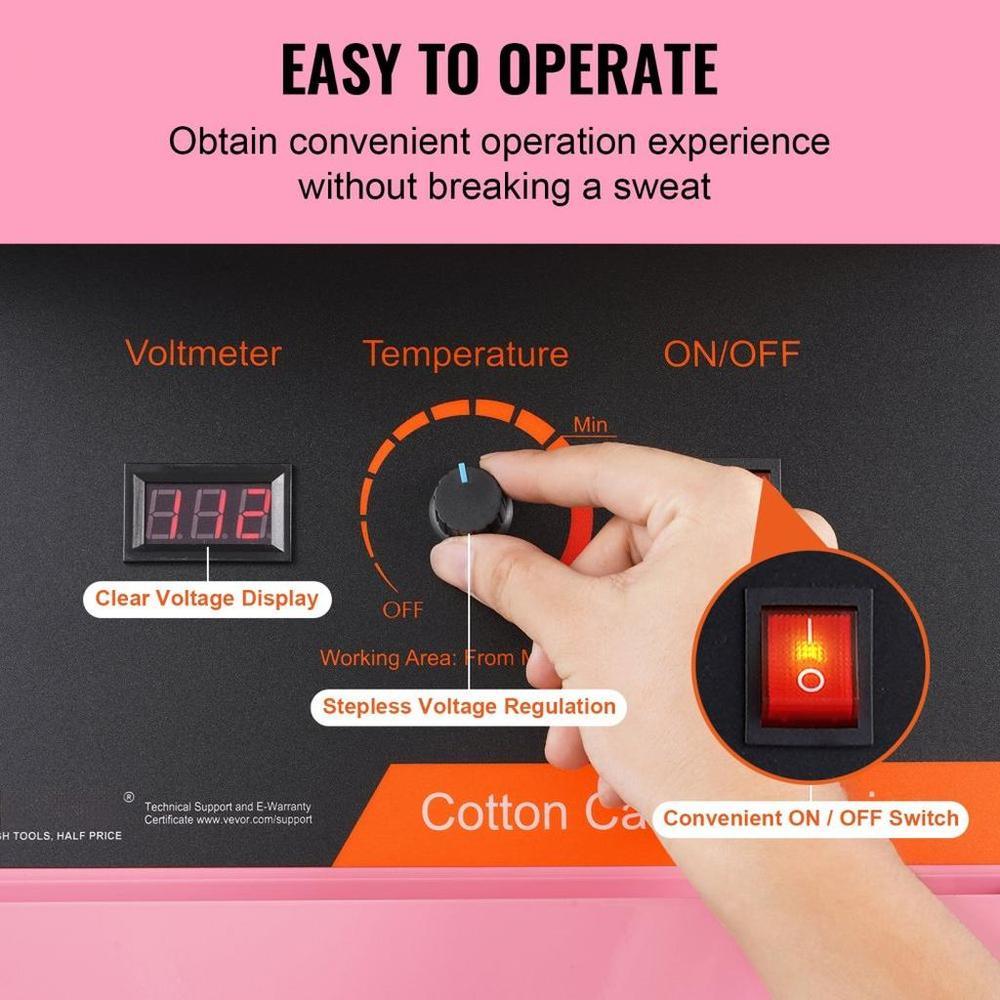 Electric Cotton Candy Machine, 1000W Candy Floss Maker, Commercial Cotton Candy Machine with Cover, Stainless Steel Bowl, and Sugar Scoop, Perfect for Home Kids Birthday, Family Party (Pink)