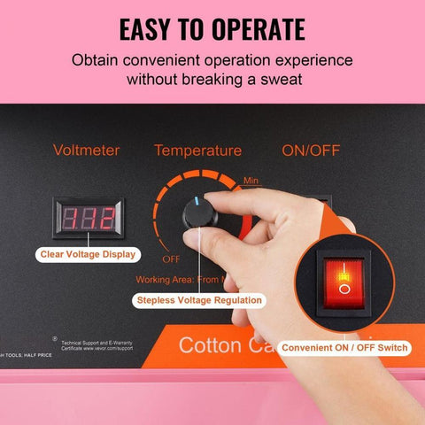 Electric Cotton Candy Machine, 1000W Candy Floss Maker, Commercial Cotton Candy Machine with Cover, Stainless Steel Bowl, and Sugar Scoop, Perfect for Home Kids Birthday, Family Party (Pink)
