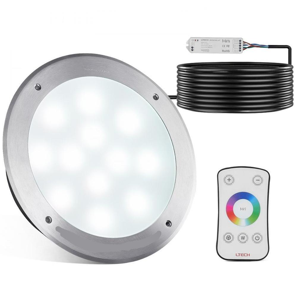 12V LED Pool Light, 10 Inch 40W, RGBW Color Changing Inground Swimming Pool Spa Light Underwater, with 50 FT Cord Remote Control, Fit for 10 in Large Wet Niches, IP68 & Tested to UL Standards