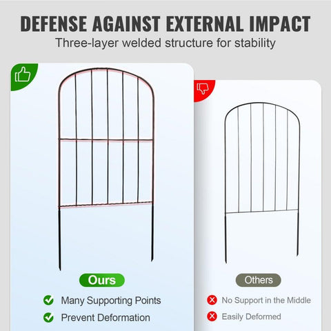 Garden Fence, 24in(H) x30ft(L) Animal Barrier Fence, Underground Decorative Garden Fencing with 2 Inch Spike Spacing, Metal Dog Fence for the Yard and Outdoor Patio, 28 Pack