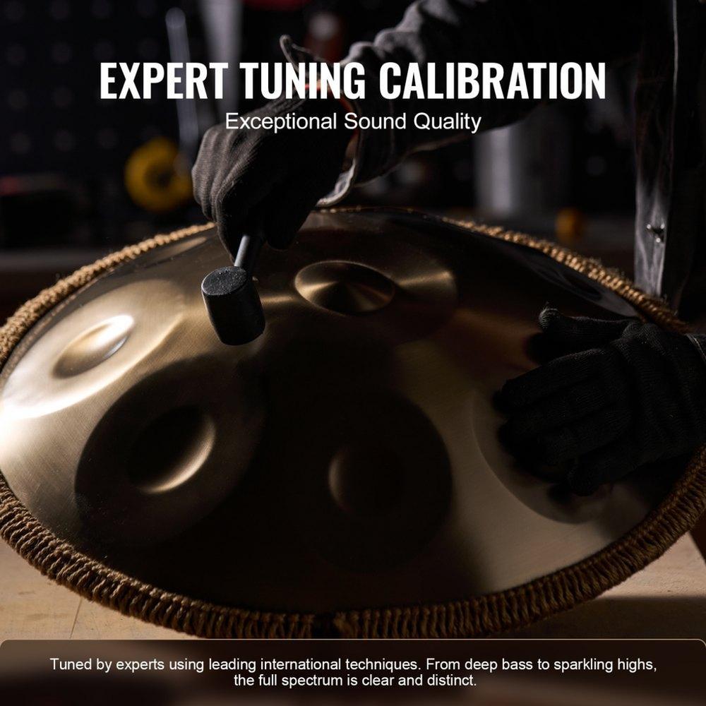 Handpan Drum, 22 in & 9 Notes, D Minor Hand Drum, Hand Pan Drum Instrument with Mallets, 440Hz Handpan Stand & Carry Bag, Steel Healing Sound Drum, Percussion Instruments for Adults Beginners