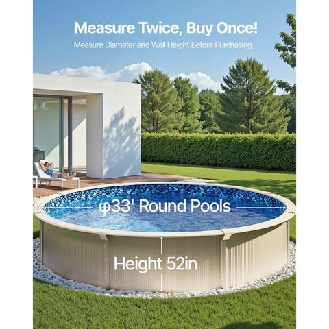 Round Pool Liner 33 ft Unibead Style 52 inch Wall Height Durable