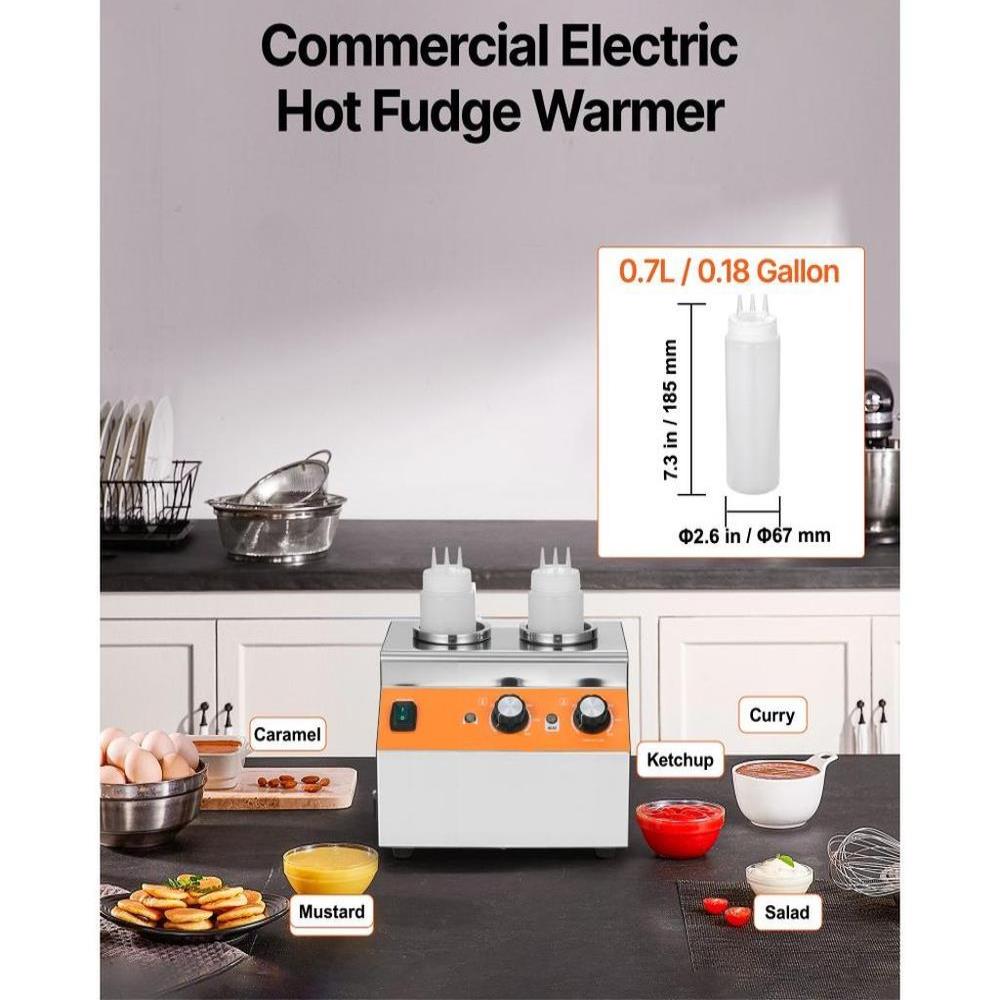 0.8x2 L Electric Bottle Warmer with Bottle Commercial Hot Fudge Warmer 86-185℉