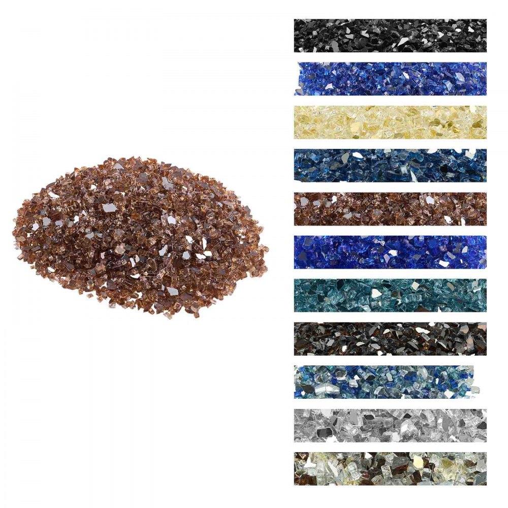 10 LBS Fire Glass 1/4-Inch Fireplace Glass Rocks for Fire Pit Table Copper
