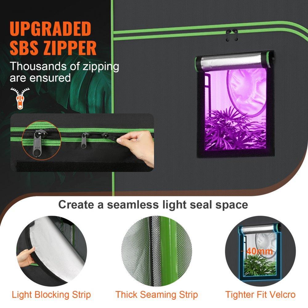10x10 Grow Tent, 120'' x 120'' x 80'', High Reflective 600D Mylar Hydroponic Growing Tent with Observation Window, Tool Bag and Floor Tray for Indoor Plants Growing