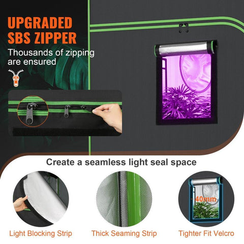 10x10 Grow Tent, 120'' x 120'' x 80'', High Reflective 600D Mylar Hydroponic Growing Tent with Observation Window, Tool Bag and Floor Tray for Indoor Plants Growing