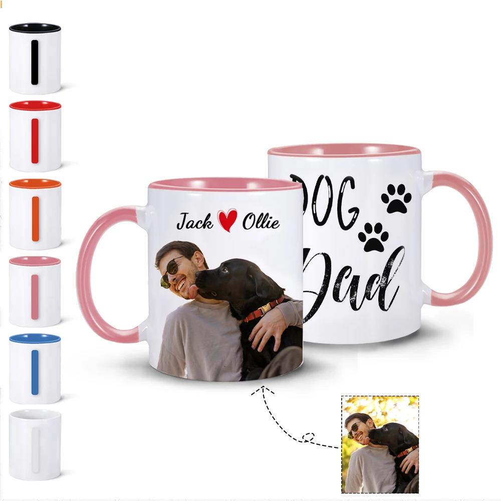 Personalized photo cup with customized text for pets, couples, home, 330ML 11oz DIY creative gift