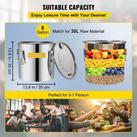 Alcohol Still 9.6Gal/38L, Alcohol Distiller with Circulating Pump, Alcohol Still Copper Tube, Whiskey Distilling Kit with Build-In Thermometer, Whiskey Making Kit for DIY Alcohol, Stainless Stee