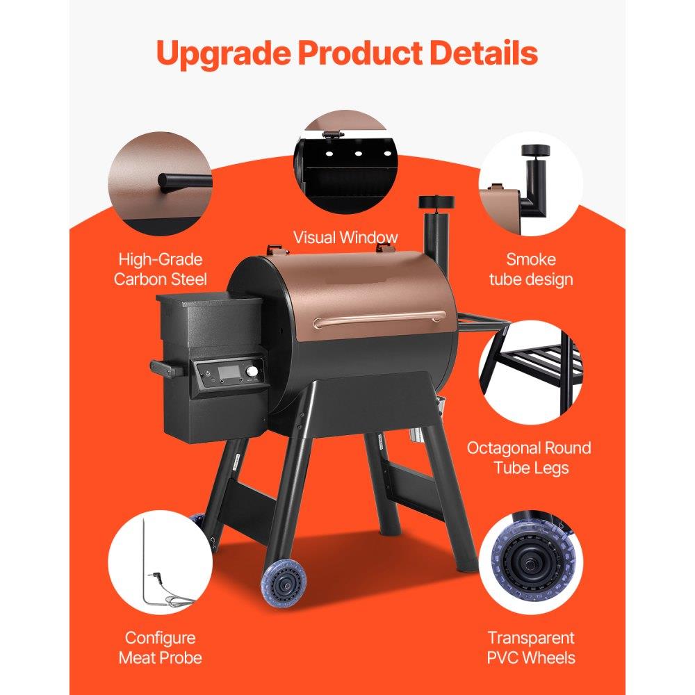 Wood Pellet Grill Smoker, 8 in 1 BBQ Grills for Outdoor Cooking, 575 Square Inches Cook Area Electric Smokers, with WiFi-app Control, LCD Screen Controller, Meat Probe, 500°F Max Temperature