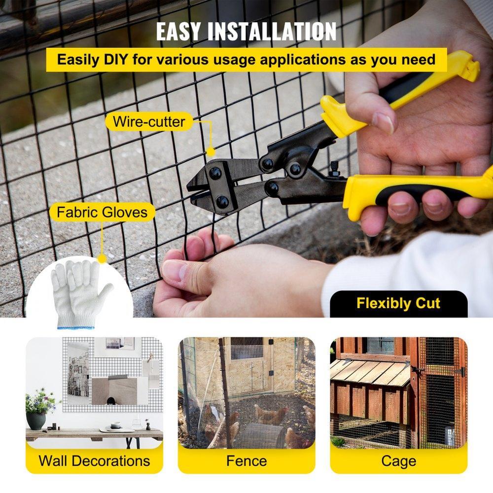 Hardware Cloth, 36" x 50' & 1"x1" Mesh Size, Galvanized Steel Vinyl Coated 16 Gauge Chicken Wire Fencing with A Cutting Plier & A Pair of Fabric Gloves, for Garden Fencing & Pet Enclosures,