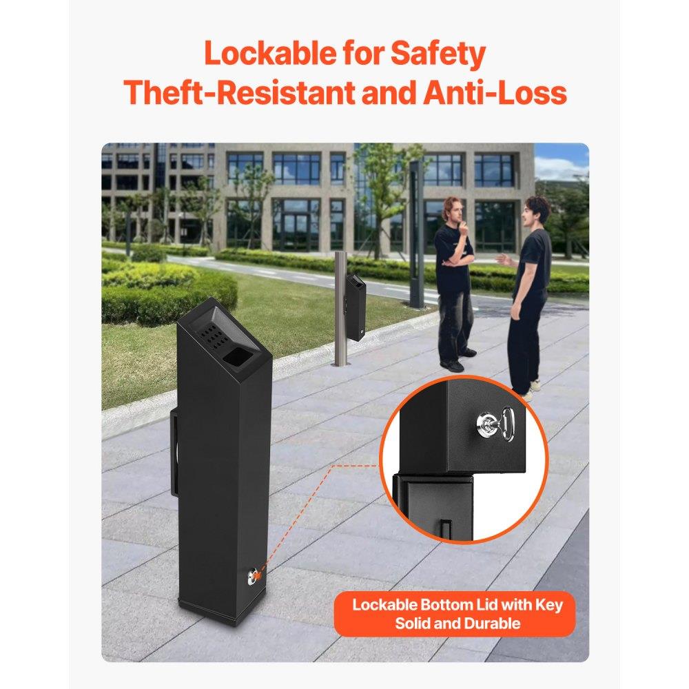 Wall Mounted Cigarette Ashtray Outdoor Cylinder Butt Receptacle Commercial Smokers Outpost Container for Patio Office Bar Black